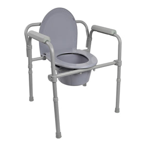 Folding Fixed Arms Steel Commode