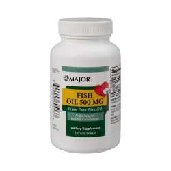 Omega 3 Supplement Major® Fish Oil 500 mg Strength Softgel 130 per Bottle