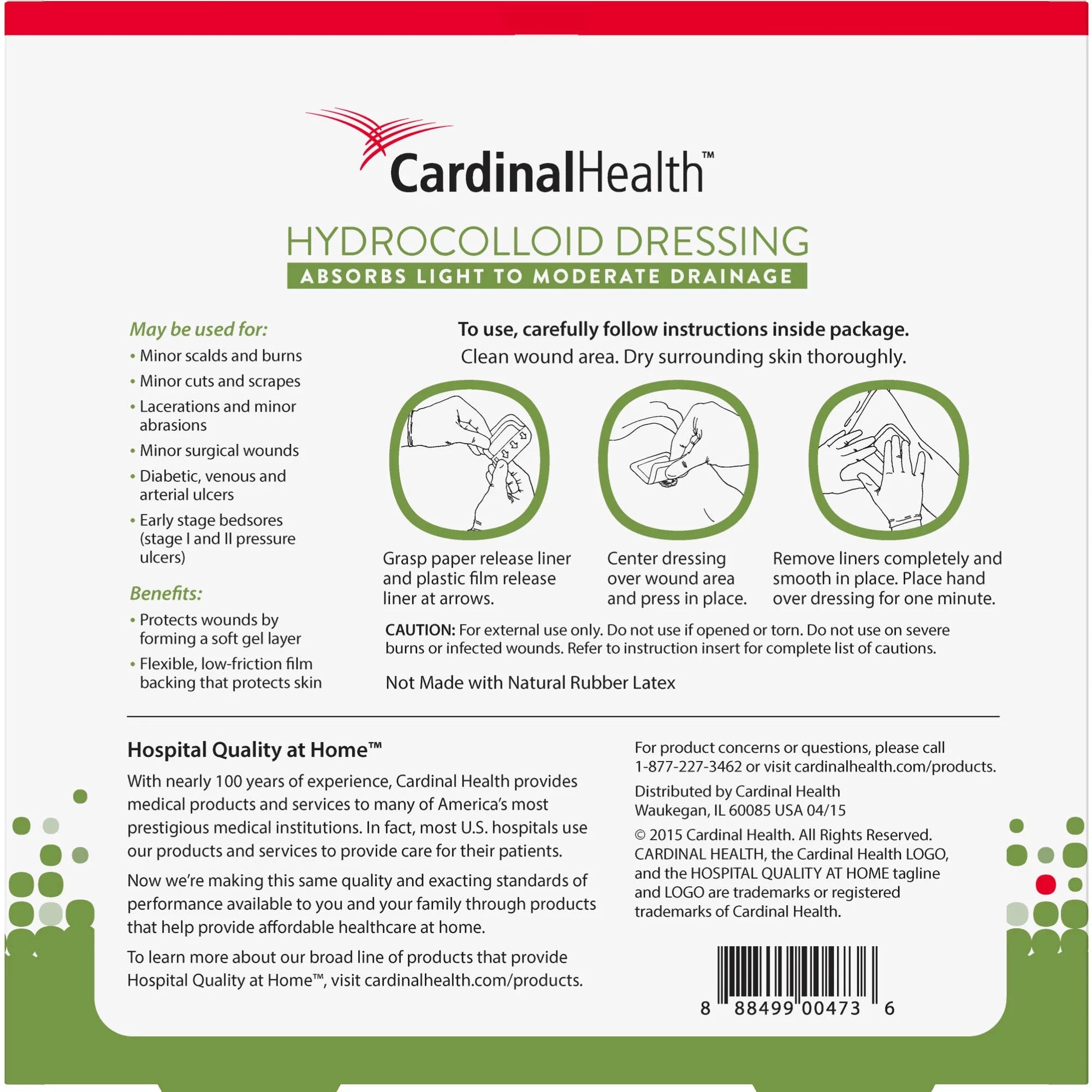 Cardinal Health™ Hydrocolloid Wound Dressing, 6" x 6"