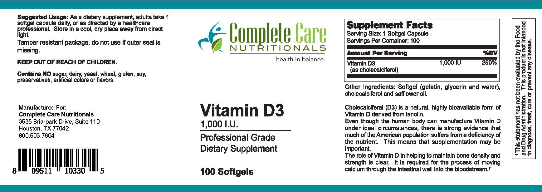Vitamin D3 1000 IU