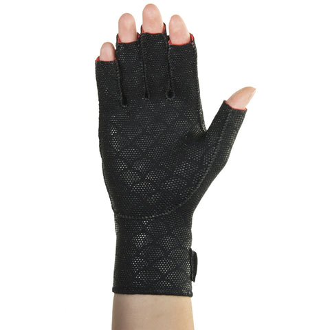 Image of premium arthritis gloves from thermoskin in black with open fingers