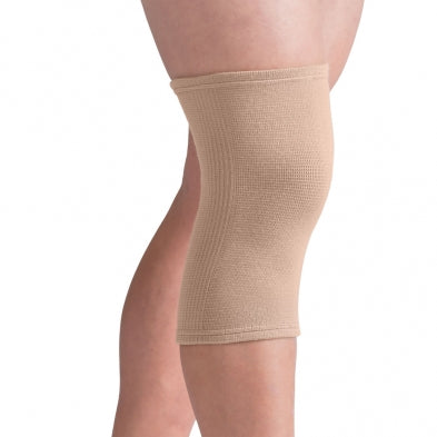 Image of Swede-O Elastic Knee Sleeve on knee, beige color