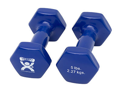 CanDo® Vinyl Coated Dumbbell - 5 lb - Blue, pair