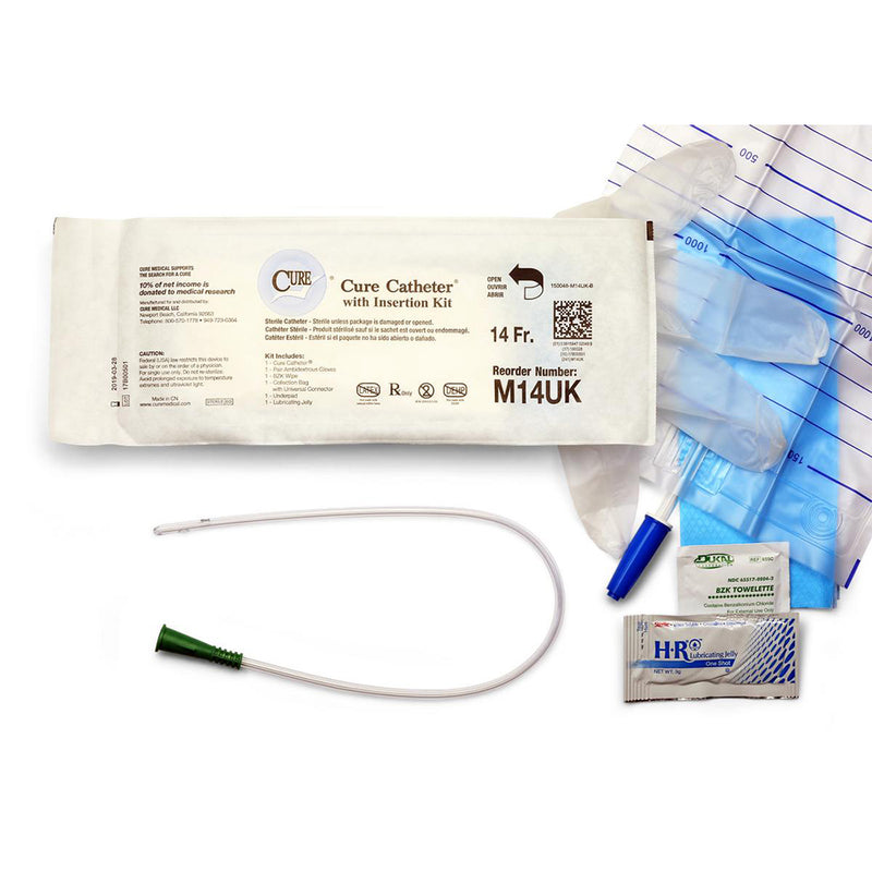 Cure Medical® Pocket Catheter - Male / 14 Fr, 16” Straight Tip Kit