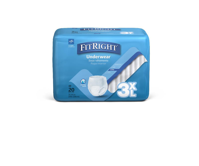 FitRight Heavy Absorbency Protective Underwear, Size 3XL, 75