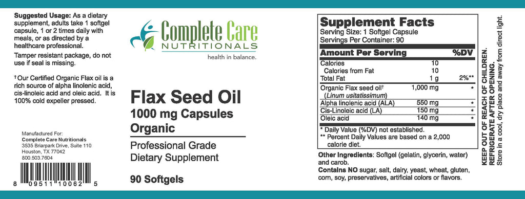 Flax Seed Oil - Lignan Rich / Unrefined Virgin Oil