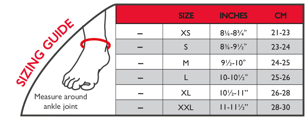 themoskin ankle wrap sizing chart