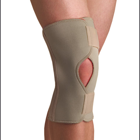 Image of Thermoskin open knee wrap stabilizer right or left leg beige color