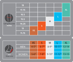 Thermoskin FXT Compression Socks calf black sizing chart