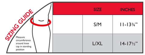 Image of Thermoskin sport knee stabilizer size chart