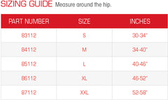 Thermoskin Sacroiliac Belt black sizing chart