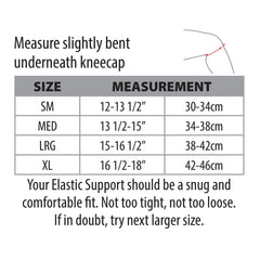 Swede-O Elastic Knee Sleeve sizing chart