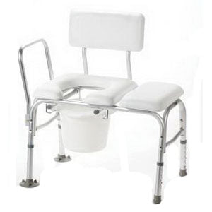 Carex Deluxe Vinyl Padded Transfer Bench with Cut Out and Commode Pail